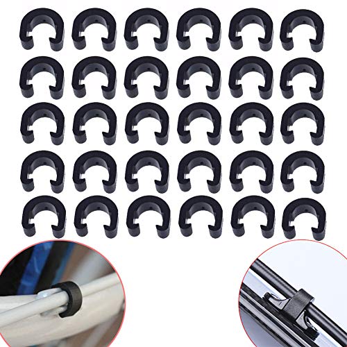 30 PCS Bicycle C-Clips Clamps for Cable Guide - Black