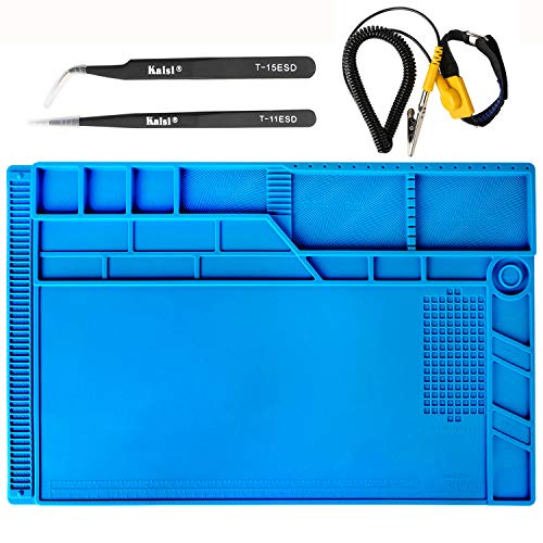 Kaisi S-180 Large Silicone Soldering Mat Magnetic Repair Work Mat, Heat Resistant Insulation Large Platform Station Pad for Soldering, Electronics, Computer Repair, Size 21.6 x 13.8 inch