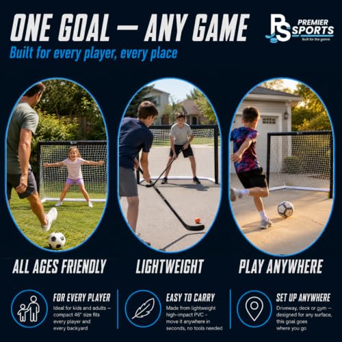Portable 46" PVC Street Hockey Goal & Shooter Tutor - Indoor/Outdoor