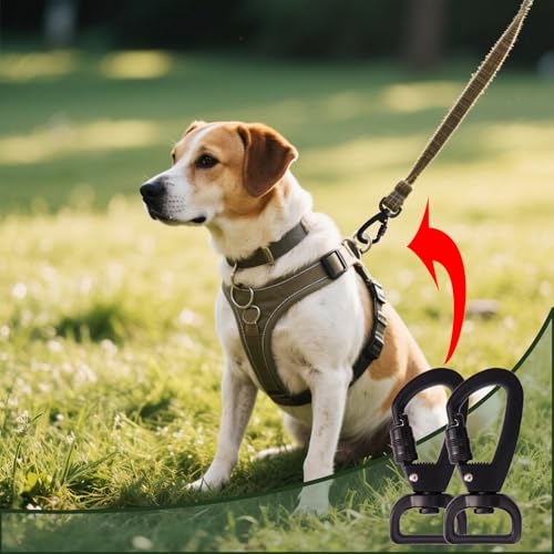 Locking Dog Leash Clips - 2PCS Matte Black Snap Hook Quick Release Buckles