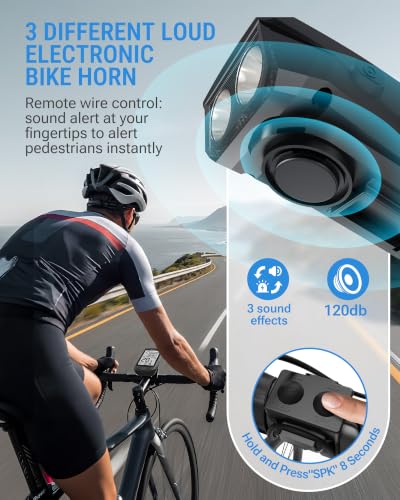GPS Bike Computer with Headlight & Electronic Horn - 3-in-1 Cycling Tracker