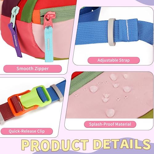 W WINTMING Retro Fanny Pack for Women Men Purple – 2 Pockets, Color-Block Waist Bag