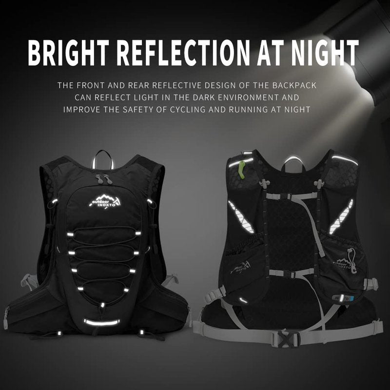 IX INOXTO Running Hydration Vest for Men Women Water Backpack for Running 3L Running Hydration Pack for Trail Running Marathon Race Hiking (Black-2L Water Bladder)