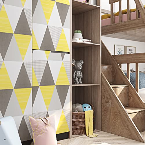 ReWallpaper Removable Geometric Yellow Wallpaper Peel and Stick Contact Paper for Bathroom Living Room Art Deco Wallpaper Pull and Stick on Wall Paper Roll for Bedroom Adults Kids Boys Girls 17.7X79