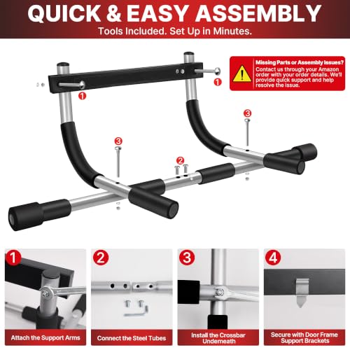 Pull Up Bar for Doorway - Heavy Duty Multi-Grip Exercise Bar - Classic Foam
