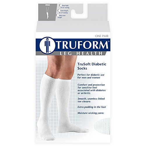 Truform Compression Socks Men Women Knee High 8-15 mmHg Medium White 1 Pair