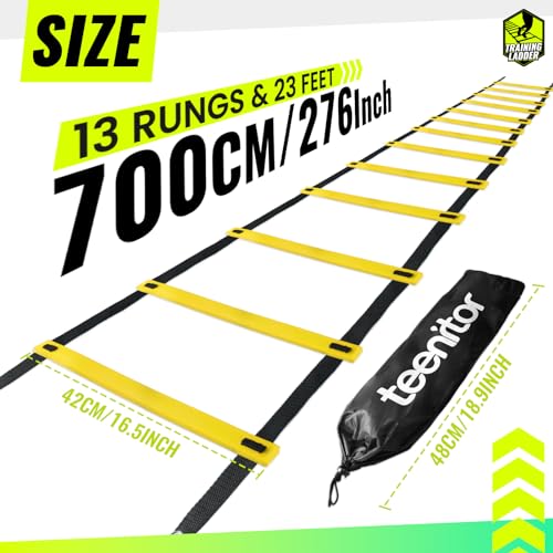 Agility Ladder for Speed Training - 13 Rungs, 23 Feet, Carry Bag