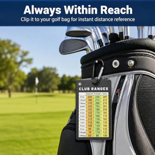 Golf Club Range Chart Card - Portable Distance Reference Cheat Sheet