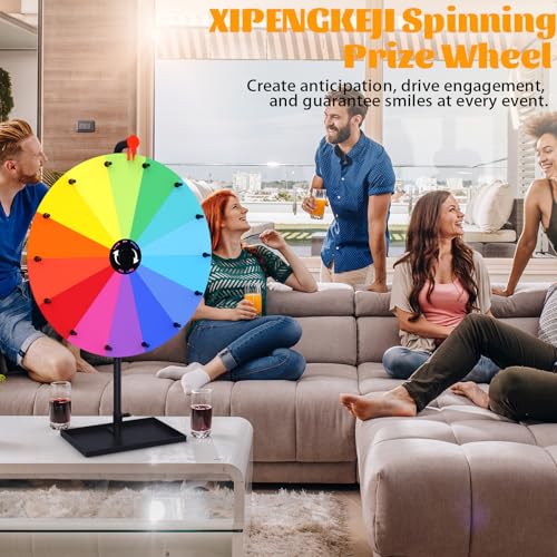 34 Inch Multicolor Tabletop Spinning Prize Wheel with Stand & Dry Erase Surface