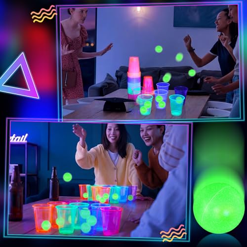 Glow in the Dark Cups and Balls Set - 32 Pcs Multicolor