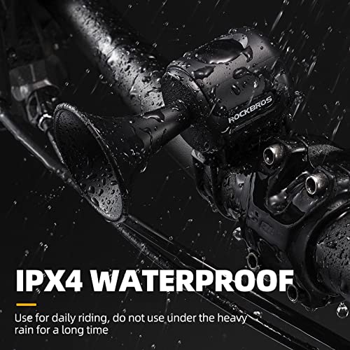 ROCKBROS 120dB Electric Bike Horn Black – IPX4 Waterproof, Quick Install