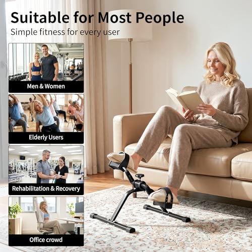 Mini Stationary Cycle Pedal Exerciser with Adjustable Resistance - Black