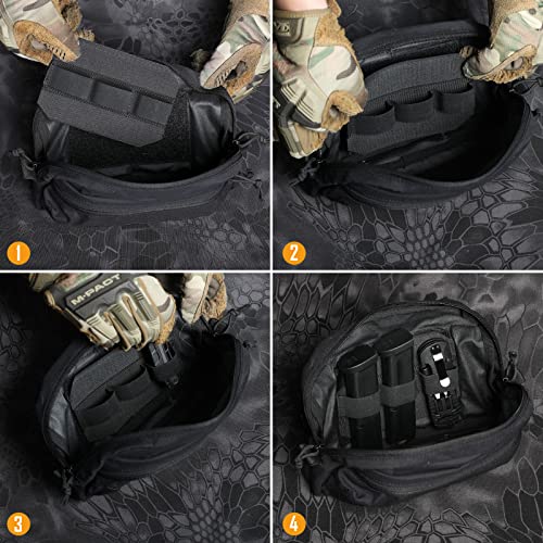 WYNEX Black Tactical Bag Insert with Elastic Loops - Hook & Loop Organizer