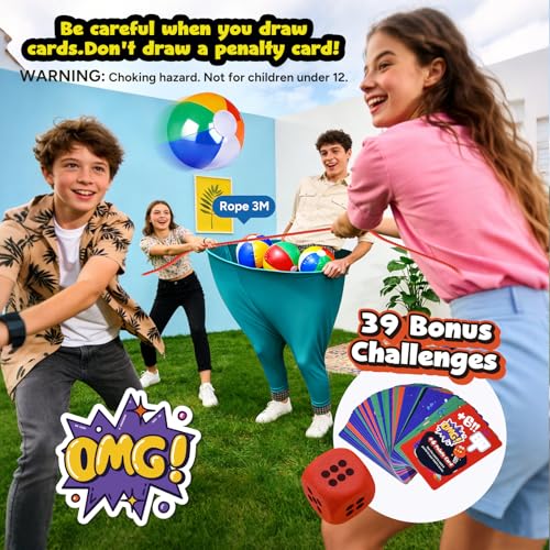 Giant Yard Game Set for Adults & Kids - Outdoor Toss & Catch Party Game with 4 Oversized Pants & Accessories