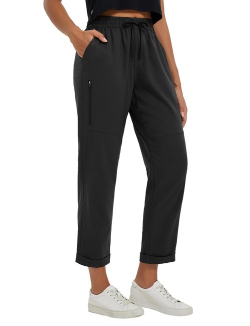 baleaf Women's Hiking Golf Pants Ripstop Waterproof Lightweight Quick Dry Zip Pockets Sun Protection Work Travel Camping Black M