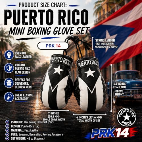 Puerto Rico Flag Boxing Gloves - Black Edition Car Accessory
