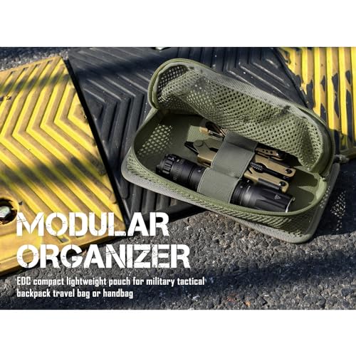 LIVANS Tactical Mesh Zipper Pouch - Modular Organizer, Ranger Green