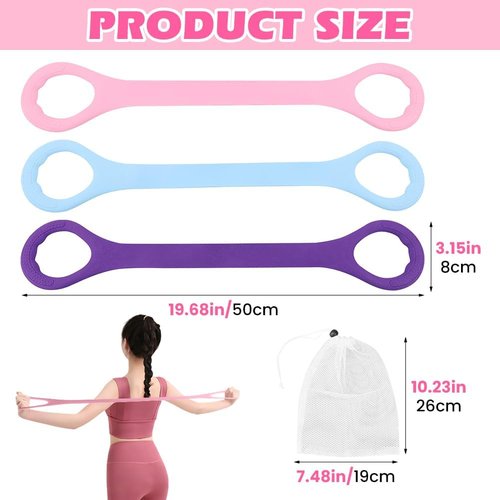 Figure 8 Fitness Resistance Bands - 3-Piece Set for Arm, Back & Shoulder Workouts | Elastic Exercise Ropes for Yoga & Pilates