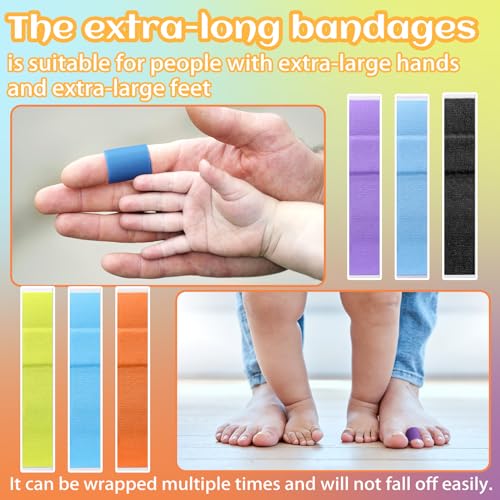 Threlaco 120 Pcs Extra Long Fabric Bandages 4.75 x 0.75 in Colorful - Non-Latex