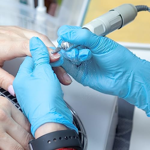 ForPro Professional Collection Disposable Nitrile Gloves, Chemical Resistant, Powder-Free, Latex-Free, Non-Sterile, Food Safe, 4 Mil, Blue, Medium, 100-Count