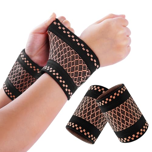 Wrist Brace 2 Pack - Elastic Wrist Support for Joint Pain, M