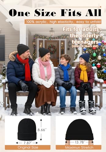 Satin Lined Beanie for Women - Frizz-Free Knit Winter Hat - Black