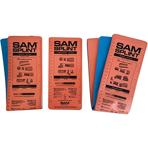 Rescue Essentials SAM Splint Combo Pack - Moldable Aluminum Emergency Immobilization Set