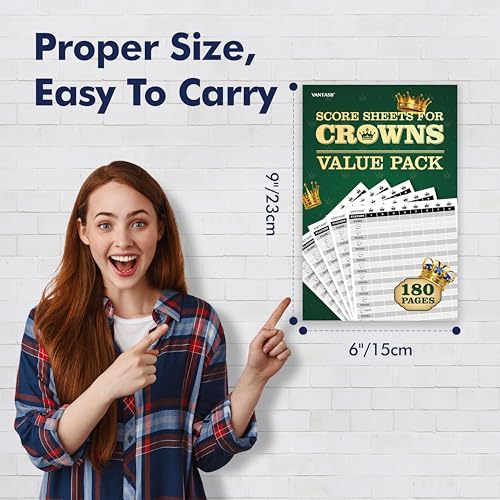 Score Pad for 8 Players - 90 Sheets, Crowns Design