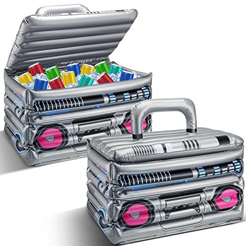 Cunhill 2 Pack Inflatable Retro Boom Box Beverage Coolers for 80s & 90s Parties