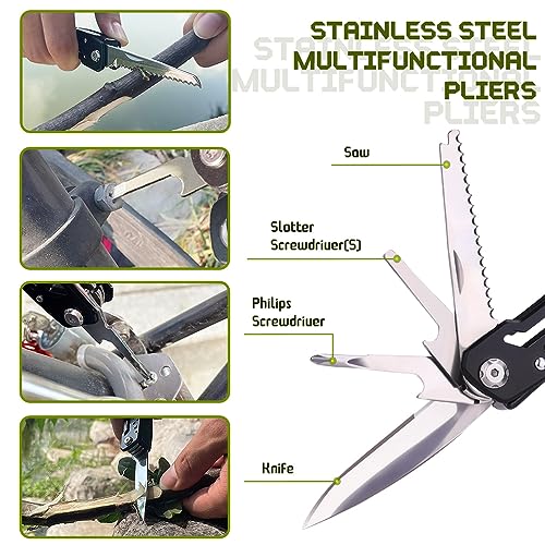 14-in-1 Large Multitool Pliers with Safety Lock - Stainless Steel