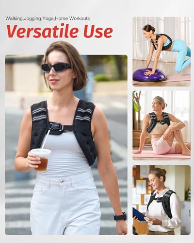 Weighted Vest for Workout - 6lb to 30lb Options, Reflective Stripes
