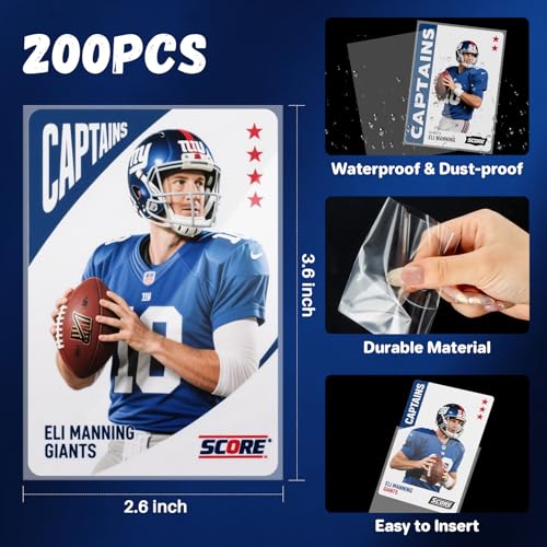 200PCS Clear Trading Card Sleeves - Durable Soft Plastic Protectors