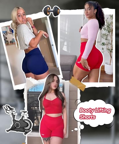 BRXL Scrunch Butt Lifting Shorts for Women 4.5" High Waist Seamless Gym Compression Black Medium