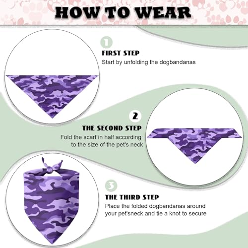 Purple Camo Dog Bandana - Reversible Triangle Scarf for Pets