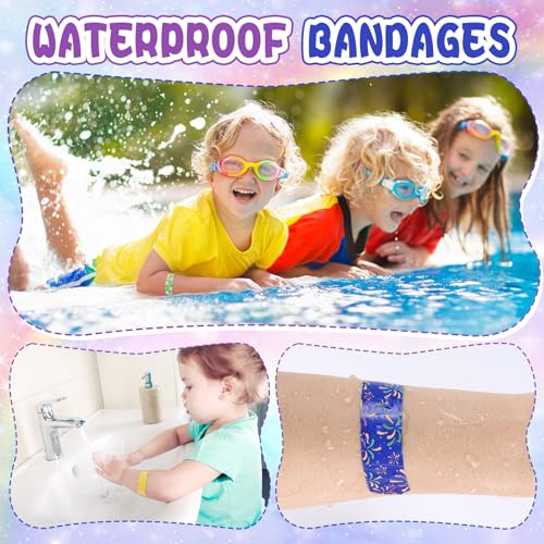 Kids Glow-in-the-Dark Waterproof Bandages - 50 Count Assorted Patterns