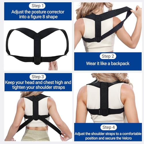 Posturace Posture Corrector for Women & Men - Adjustable Upper Back Brace Straightener, Shoulder, Neck, Scoliosis and Pain Relief