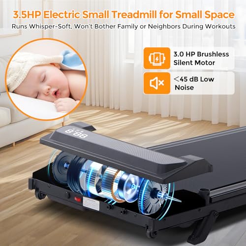 Portable Electric Walking Pad Treadmill with Incline - 3.0HP, 350LB Capacity