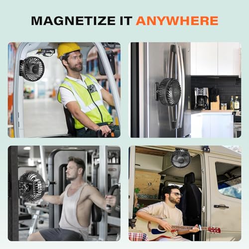 Rechargeable Magnetic Golf Cart Fan - 3 Speeds, 4000 RPM - Black | 1-Pack