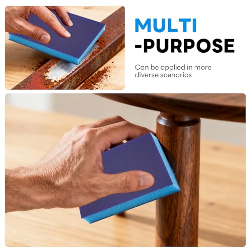12 Pack 220 Grit Sanding Sponge, Wet Dry Sanding Block Sandpaper Sponge, Washable & Reusable Sanding Pads Soft Foam Sand Block for Metal Wood Drywall Furniture Polishing