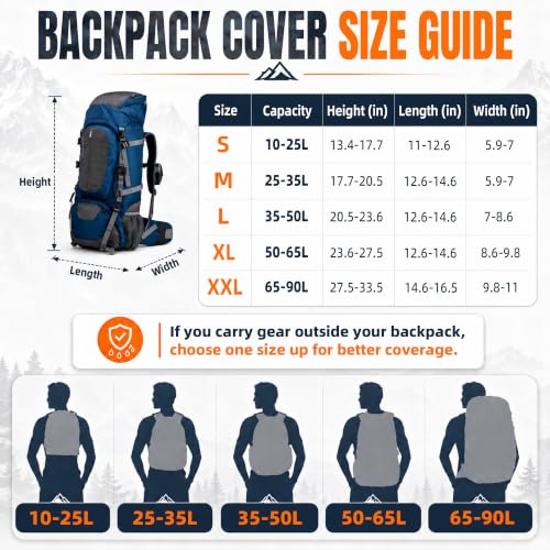 Frelaxy Waterproof Backpack Rain Cover Midnight Blue L (35L-50L) for Hiking & Travel