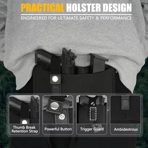 Mostcomtac Belly Band Holster for Men & Women - Adjustable Breathable Neoprene Gun Holster - Fits Up to 45" Waist, Right-Hand Carry