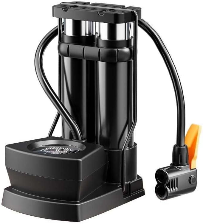 Skiennix Hand Pump - High-End Bicycle Air Pump with Gauge | Foot-Operated for Bikes & Balls