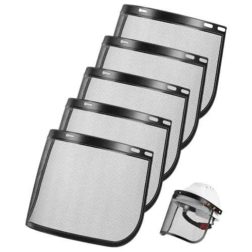 5 Pcs Faceshield Replacement Visors Steel Wire Mesh Safety Face Shield Mask for Weed Whacking Grinding Black Mesh Face Shield for Woodcutting Mowing Gardening Trimming, Headgear Not Included