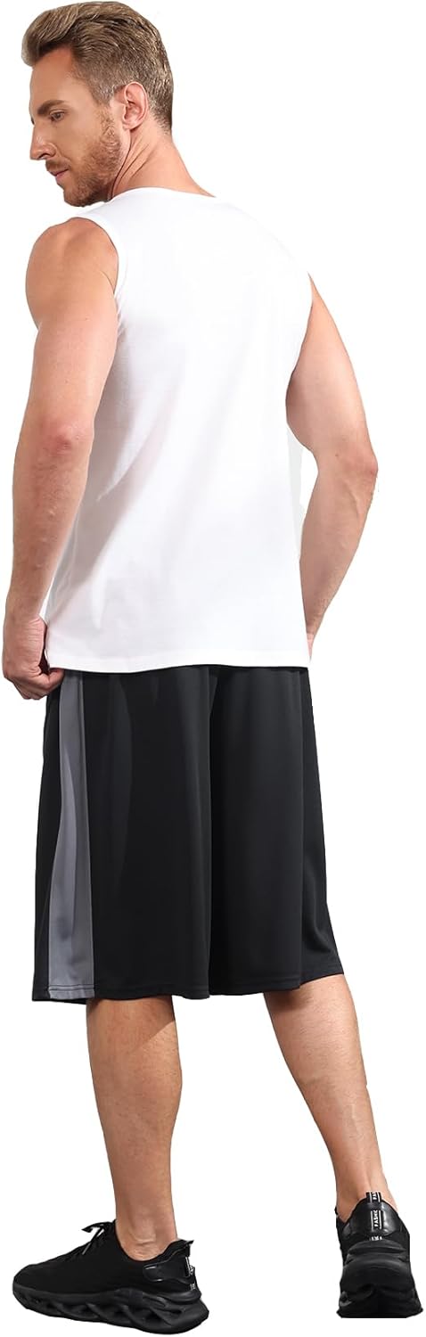 Skiennix Men's Long Athletic Basketball Shorts - Quick Dry Camo Design with Pockets