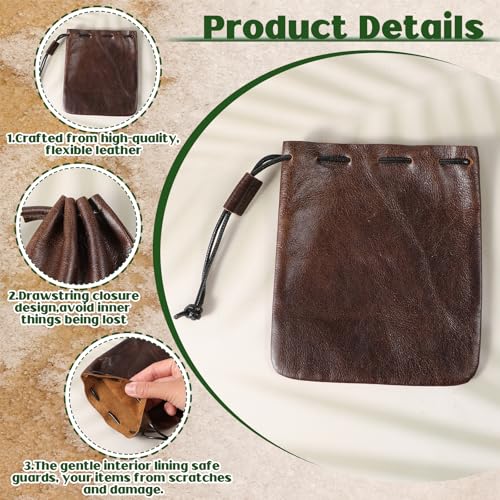 Leather Drawstring Pouch - Large Cowhide Jewelry Storage Bag
