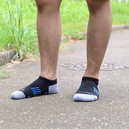 JOYNÉE Men's 6 Pack Black Performance No Show Athletic Cushioned Running Socks