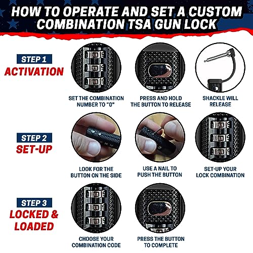 TSA Approved Travel Gun Lock - Cut-Resistant Padlock - Black