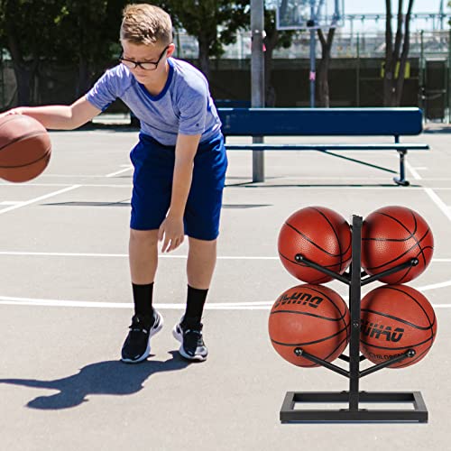 Fitlyiee Small 2-Layer Metal Basketball Storage Rack Indoor Outdoor