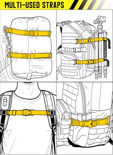 Molle Attachment Strap for Tactical Military Backpack - Adjustable, Black (2-Pack)