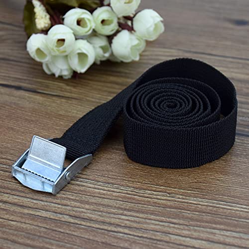 2 Ft x 1 in Adjustable Cam Buckle Tie Down Straps - Black, 6 Pcs